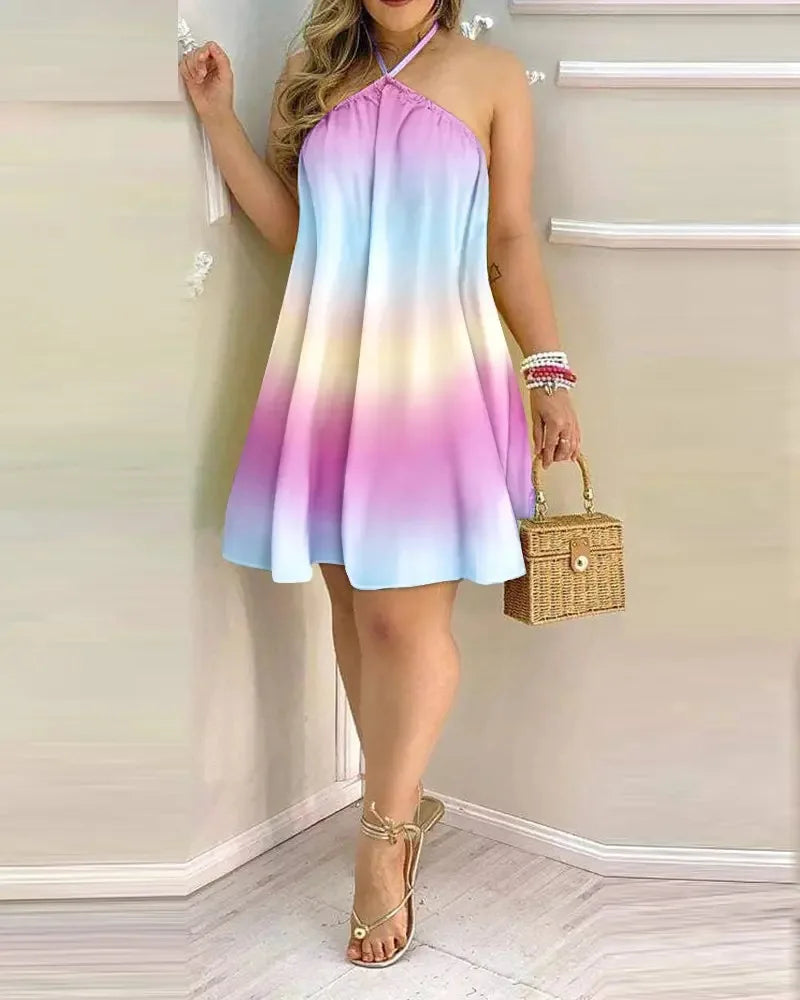 Santorini Floral Halter Dress