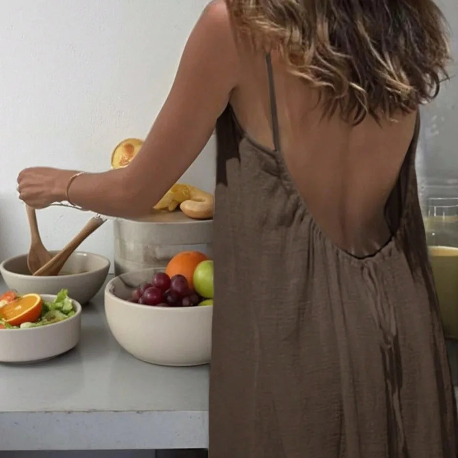 Amalfi White Linen Maxi Dress