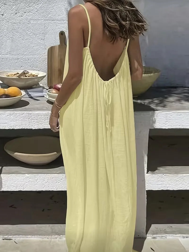 Amalfi White Linen Maxi Dress
