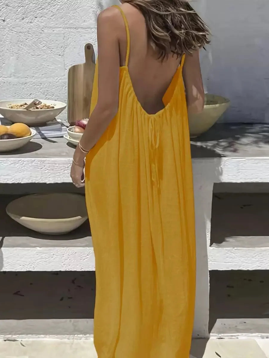 Amalfi White Linen Maxi Dress