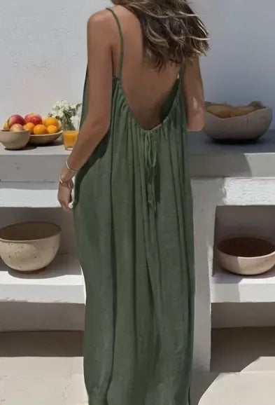 Amalfi White Linen Maxi Dress