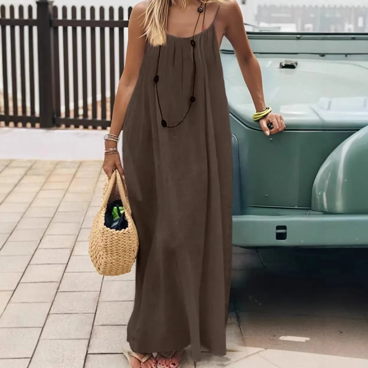 Amalfi White Linen Maxi Dress