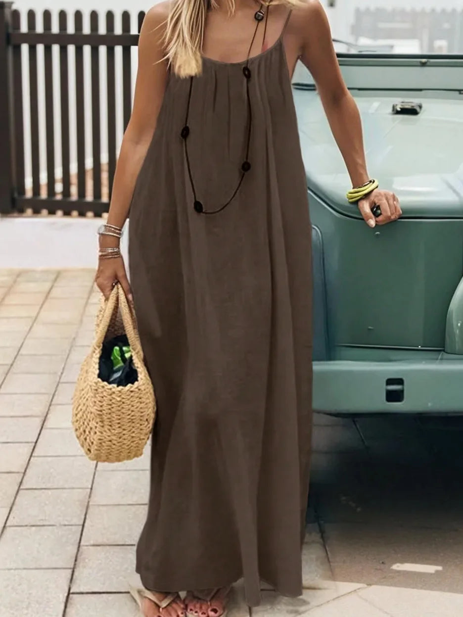 Amalfi White Linen Maxi Dress
