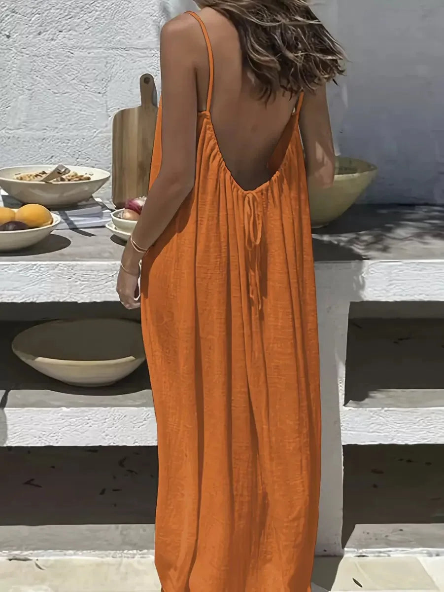 Amalfi White Linen Maxi Dress